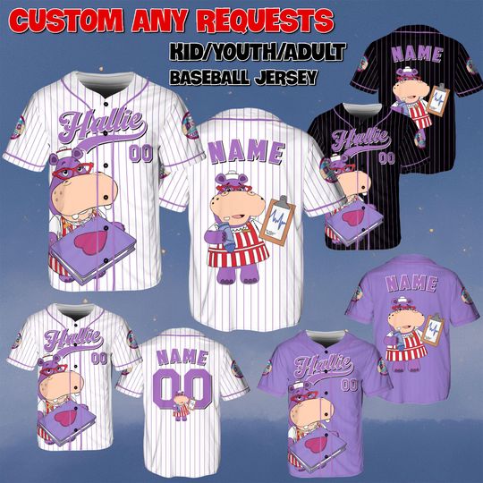 Discover Custom Hallie Hippo Baseball Jersey, Disney Doc McStuffins Jersey, Hallie Hippo Nurse Shirt, Disney World Shirt, Family Birthday Shirt