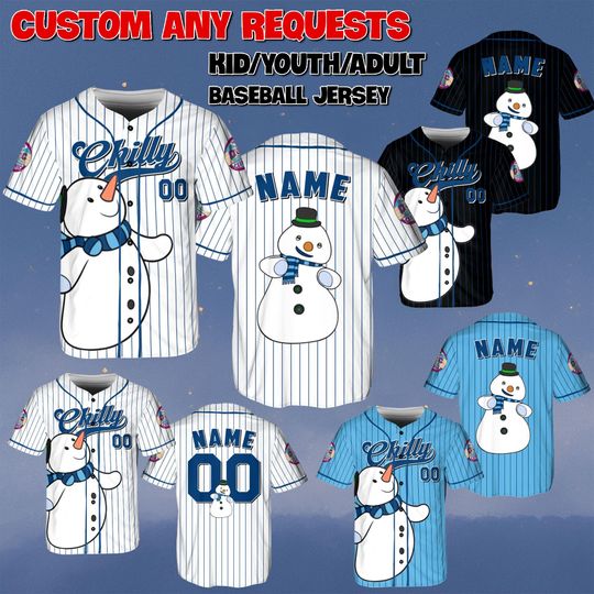 Discover Custom Chilly Snowman Baseball Jersey, Disney Doc McStuffins Jersey, Chilly Blue Stuffed Toy Shirt, Disney Trip Shirt, Family Birthday Shirt