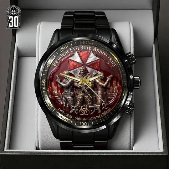 Discover Resident Evil 30th Anniversary Black Stainless Steel Watch