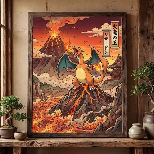 Discover Charizard Poster – PKM Inspired Wall Art Print Decor