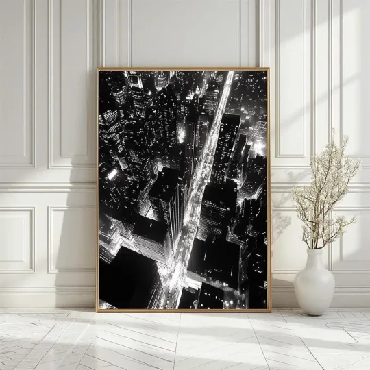 Discover Black and White Cityscape Poster Modern Office Decor