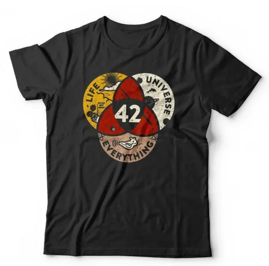 Discover Hitchhiker's Guide Colour T-Shirt The Answer Is 42 Unisex & Kids Sci-Fi