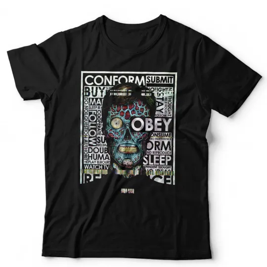 Discover They Live Glitch T-Shirt Unisex Retro 80s Movie Horror Sci-Fi