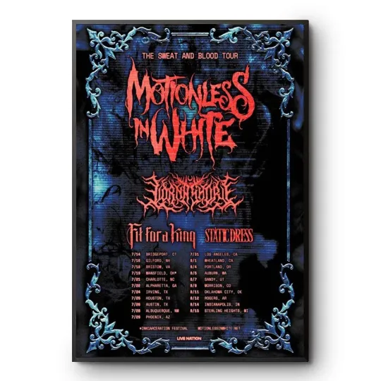 Discover Motionless In White Sweat And Blood Tour Metal Concert Poster
