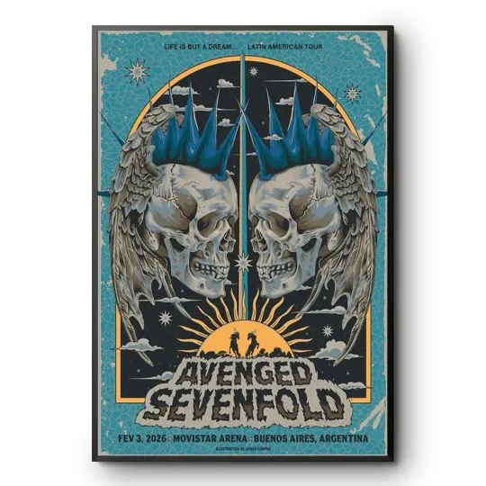 Discover Avenged Sevenfold Buenos Aires Argentina Tour Poster Rock Wall Art