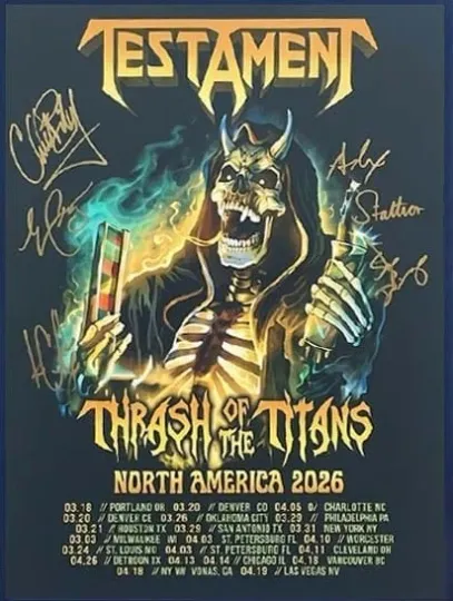 Discover Testament Poster Thrash Of The Titans North America Tour 2026