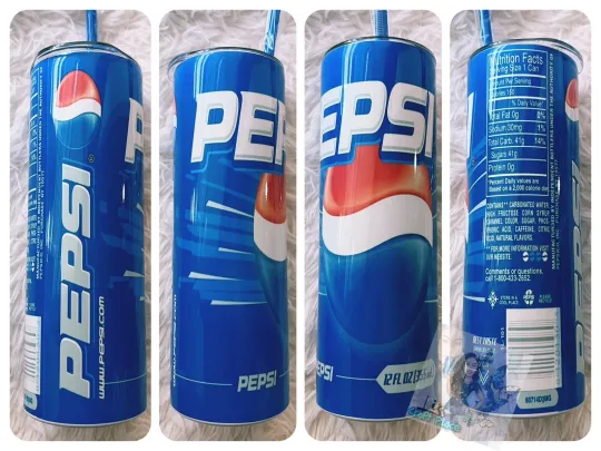 20oz Stainless Steel Tumbler with Lid and Straw Pepsi Lovers