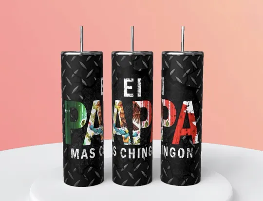 Discover Father's Day 20 oz Tumbler with Lid and Straw - Papa Más Chingón