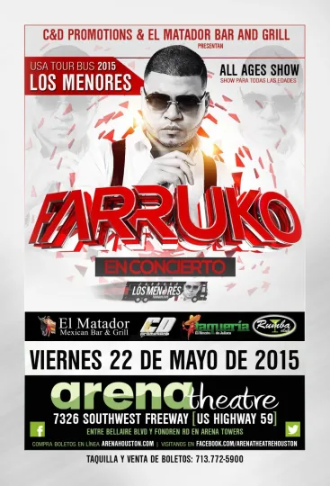 Discover Farruko U.S. Tour Bus 2015 Houston Concert Poster Vertical Premium Matte