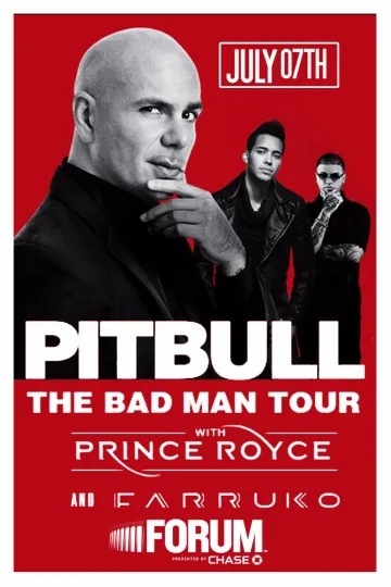 Discover Pitbull Prince Royce Farruko The Bad Man Tour 2016 Los Angeles Concert Poster