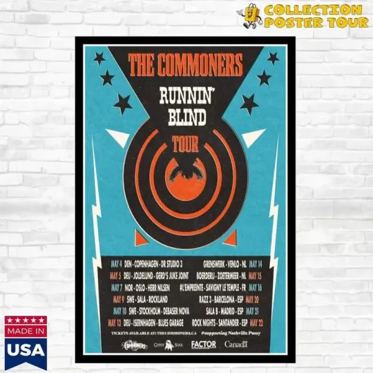 Discover The Commoners Runnin Blind Tour 2026 Poster Home Decor, Wall Art, Fan Gift