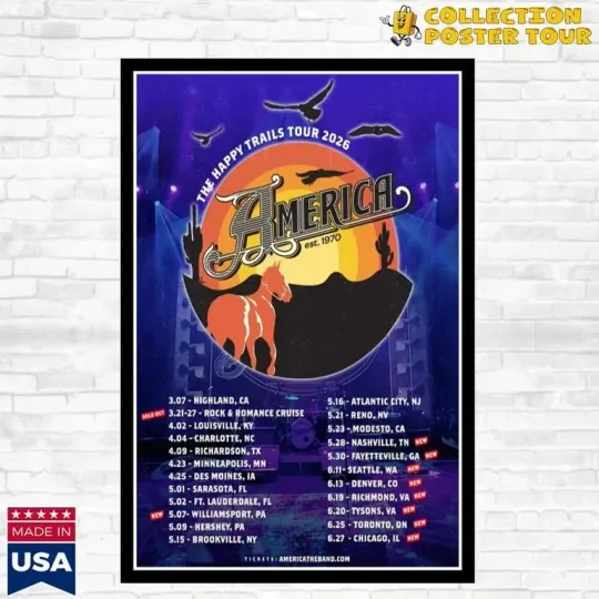 Discover America The Happy Trails Tour 2026 Poster Home Decor, Wall Art, Fan Gift