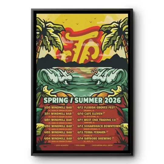 Discover Spring Summer 2026 Beach Surf Music Tour Poster Tropical Wall Art