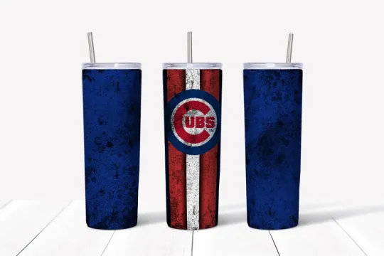 Chicago Cubs Grunge 20oz Tumbler with Lid and Straw