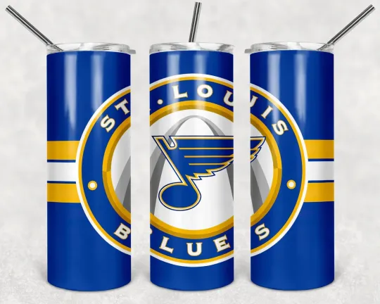 Discover St Louis Blues 20 oz Tumbler with Lid and Straw