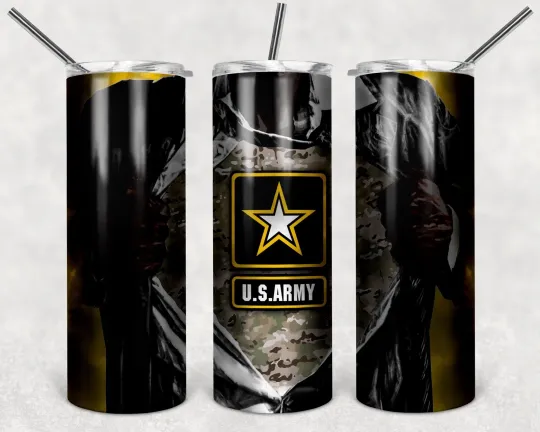 Discover Army 20oz Tumbler with Lid and Straw