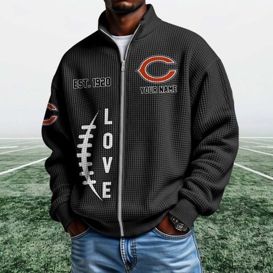 Bears EST 1920 Quarter Zip Waffle Jacket