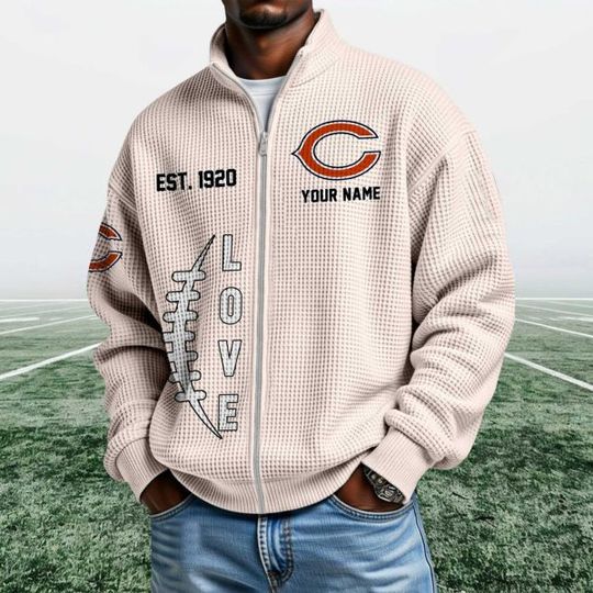 Bears EST 1920 Quarter Zip Waffle Jacket