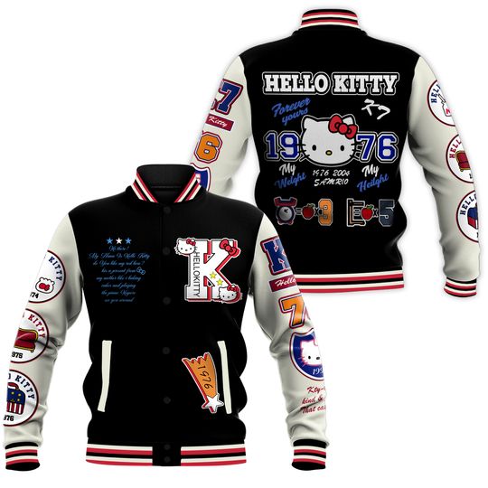 Hello Kitty Baseball Jacket Coat Hoodie Men Women Print Sport Baseball Jacket