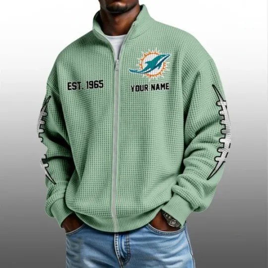 Discover Dolphins EST 1965 Zip Waffle Sweatshirt