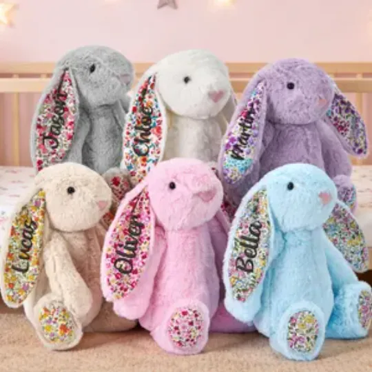 Explore Embroidered Floral Stuffed Bunnies