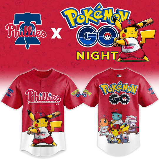 Discover Philadelphia Phillies Poket mons GO Night Limited Edition Baseball Jersey