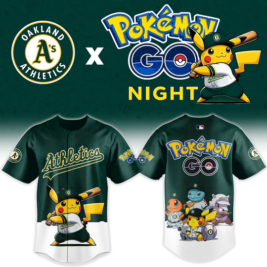Oakland Athletics Poket mons GO Night Limited Edition Baseball Jersey
