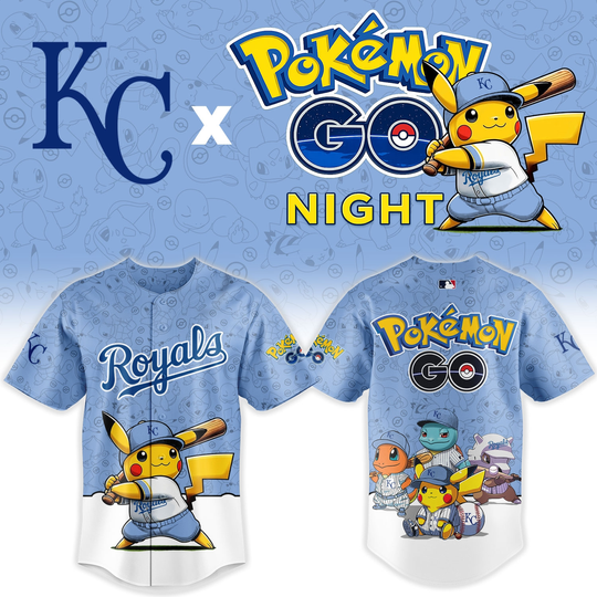 Kansas City Royals Poket mons GO Night Limited Edition Baseball Jersey