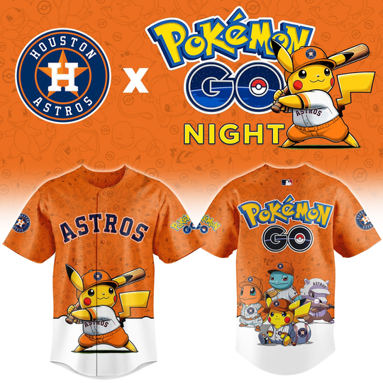 Houston Astros Poket mons GO Night Limited Edition Baseball Jersey