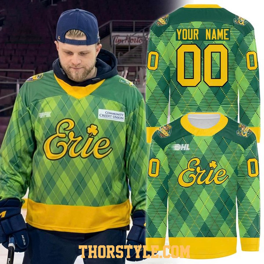 Erie Otters St. Patrick’s Day 2026 Personalized Hockey Jersey