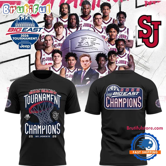 Discover St John’s Red Storm University Men’s Basketball 2026 Big East Champions T Shirt