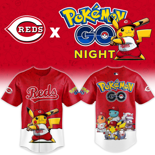 Discover Cincinnati Reds Poket mons GO Night Limited Edition Baseball Jersey