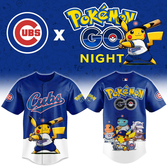 Discover Chicago Cubs Poket mons GO Night Limited Edition Baseball Jersey