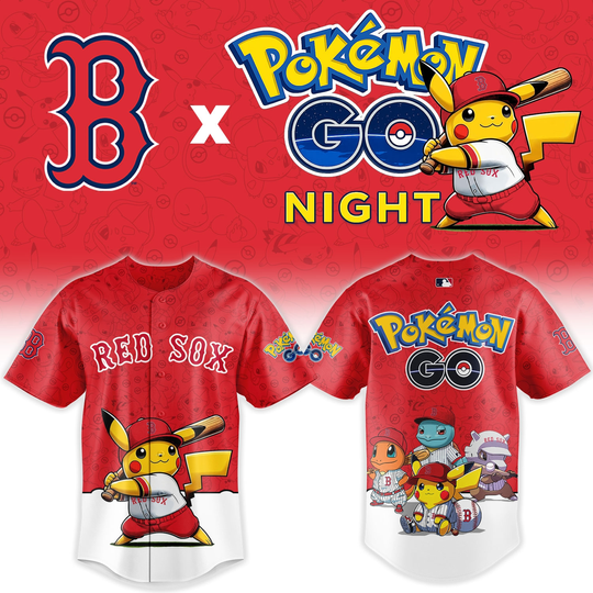 Boston Red Sox Poket mons GO Night Limited Edition Baseball Jersey