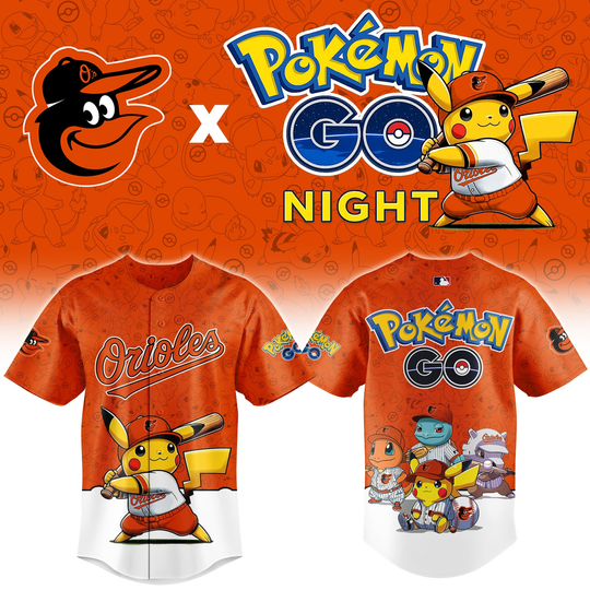 Baltimore Orioles Poket mons GO Night Limited Edition Baseball Jersey
