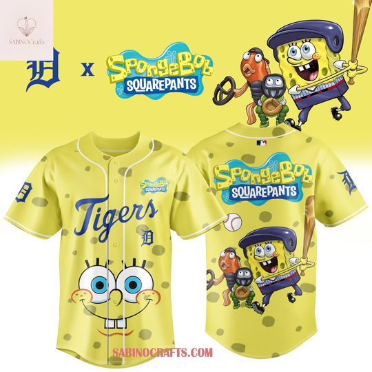 Discover Detroit Tigers SpongeBob SquarePants 2026 Night Game Baseball Jersey