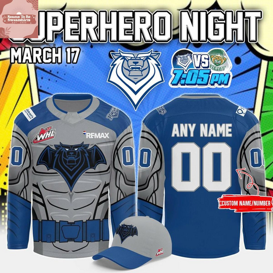 Discover Victoria Royals x Superhero Night 2026 Batman Personalized Hockey Jersey
