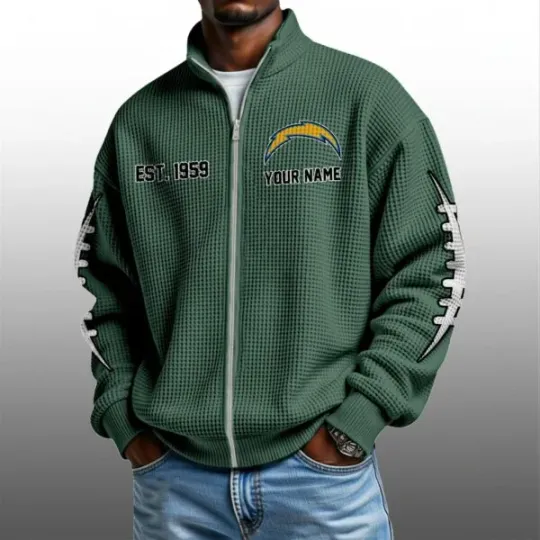LA Chargers EST 1959 Zip Waffle Sweatshirt