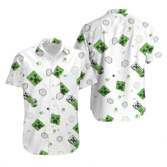 Minecraft button down shirt size Large NWT