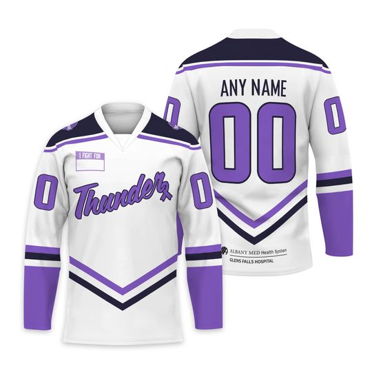 Personalized Adirondack Thunder Hockey Fights Cancer 2026 Custom Name Jersey