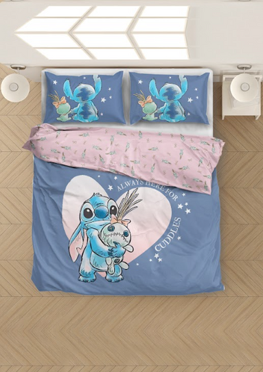 Disney Stitch & Scrump Brush Cotton  100% Cotton Reversible Duvet Cover Set