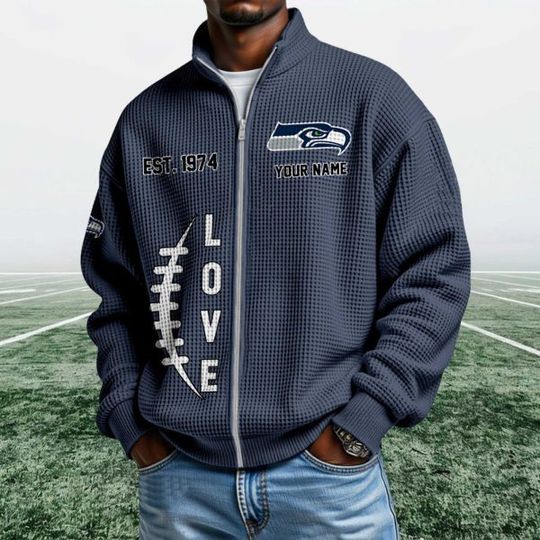 Seahawks EST 1974 Quarter Zip Waffle Jacket