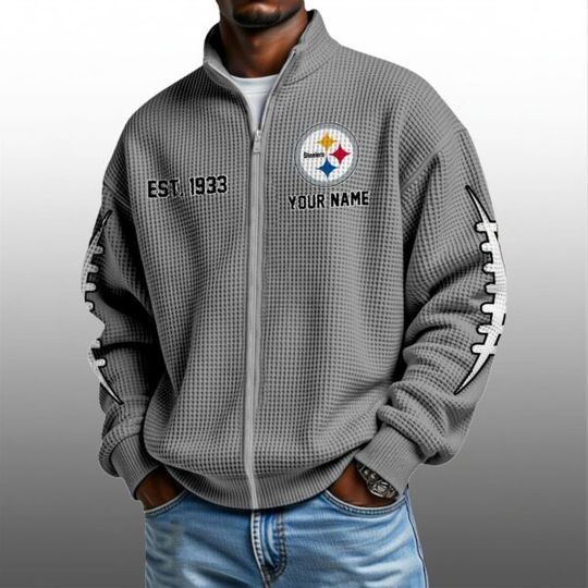 Discover Steelerss EST 1933 Quarter Zip Waffle Sweatshirt