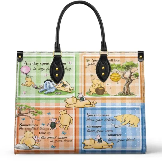 Discover Leather Handbag Winnie the Pooh Patchwork Bliss