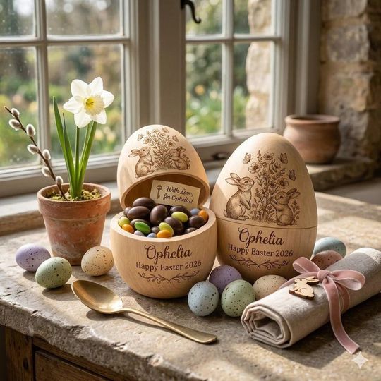 Discover Personalized Christian Easter Wooden Egg, He Is Risen Easter Keepsake, Custom Bunny Egg Gift For Kids, Religious Easter Basket Filler