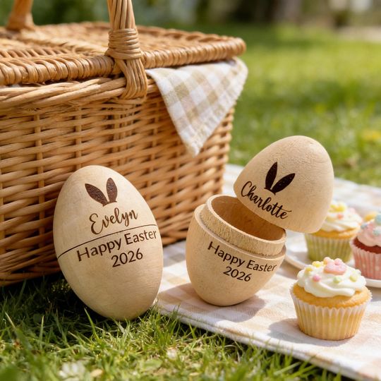 Custom Wooden Easter Egg : Engraved Hollow Egg Decor 2026 Custom Name Gift,Personalized Name Engraved Egg,  Easter Basket Gift