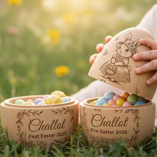 Personalized Wooden Easter Egg 2026, Custom Engraved Name Fillable Egg, Baby First Easter Gift, Toddler Basket, Easter Keepsake Decor