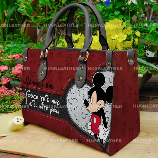 Discover Disney Mickey Leather Handbag, Gift For Her, Gift For Cartoon Lovers