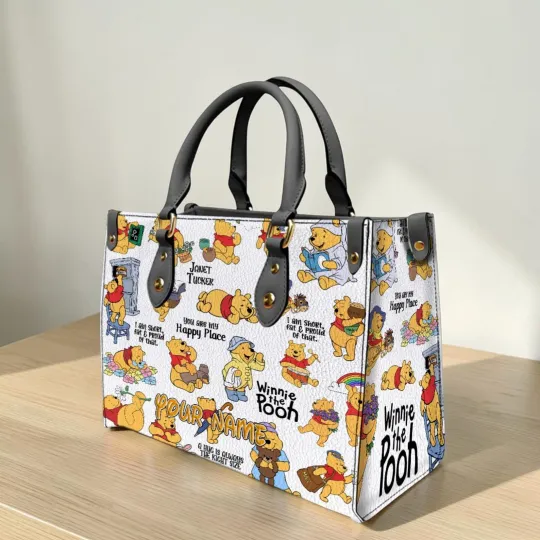 Discover Personalized Winnie the Pooh Leather Handbag, Bear Shoulder Bag