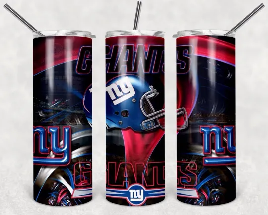 Ny Giants 20oz Tumbler with Lid and Straw